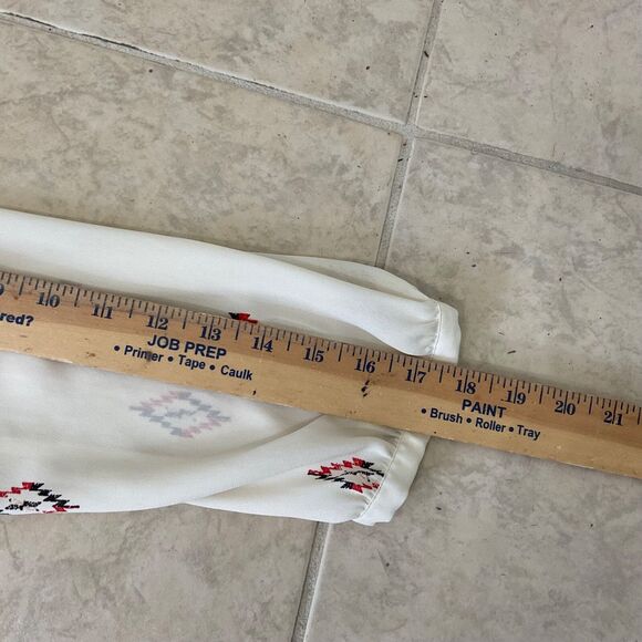 The Limited Ivory Baby Doll Tunic women’s S  puff sleeves Aztec Rodeo Boho - Picture 8 of 12